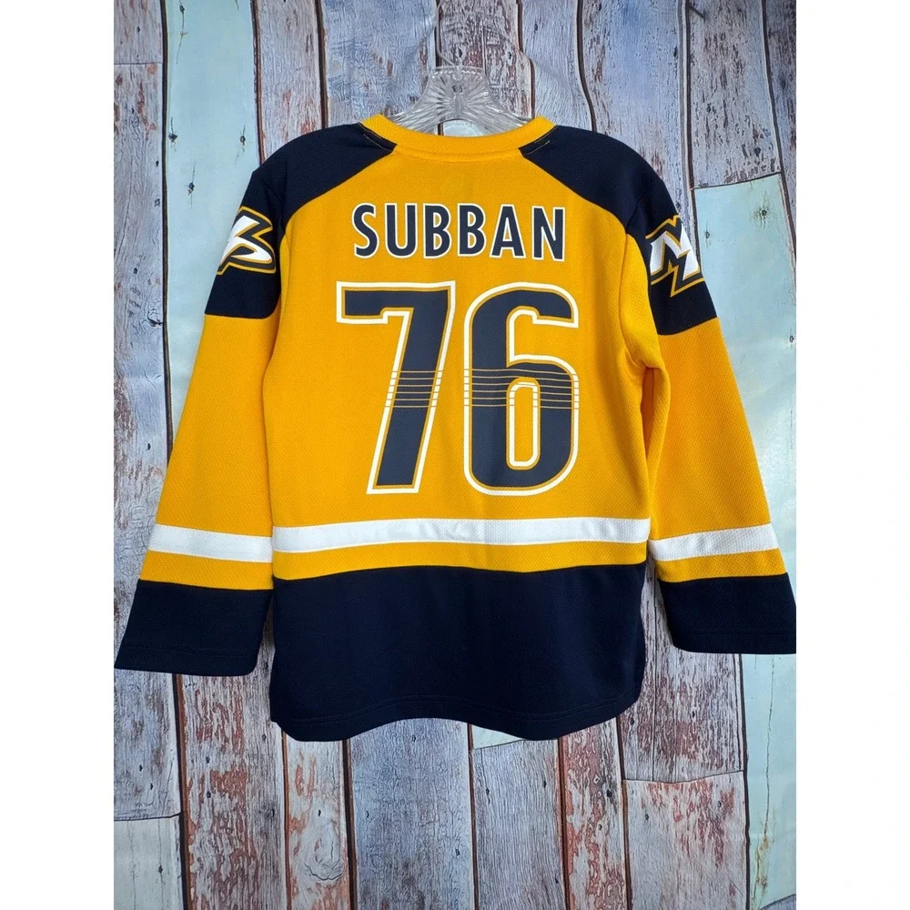 NHL Nashville Predators PK Subban 76 Youth Jersey Gold Navy‎ Blue Size M 8-10